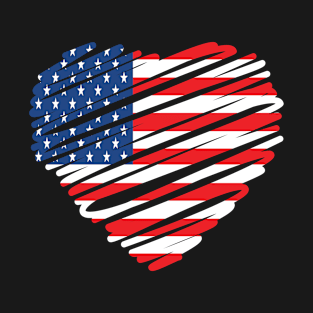 American Flag Heart Scribble T-Shirt