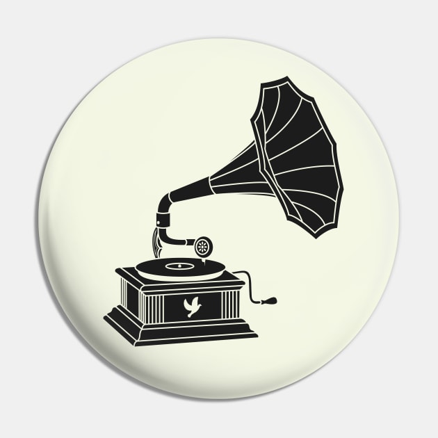 Vintage Gramophone (V2) Pin by PlaidDesign