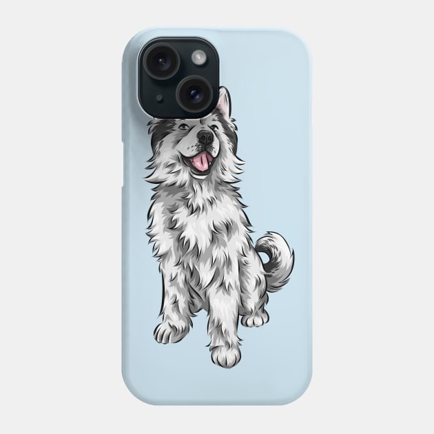 Cute Siberian Husky Dog | Long Hair/ Woolen Coat Phone Case by Shirin Illustration