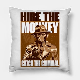 Detective Monkey Pop Art Pillow