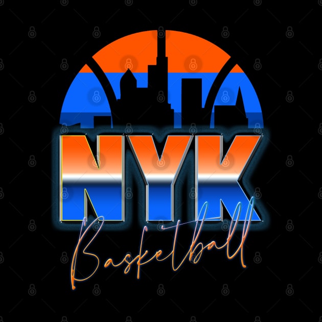 New York Basketball Retro 90s Chrome Skyline by funandgames