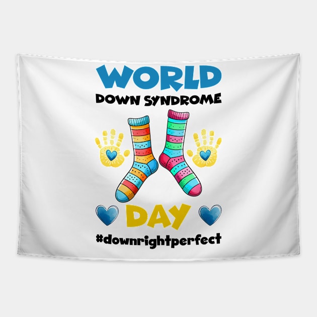 321 Awareness Support - Down Syndrome Day Tapestry by KawaiiFoodArt