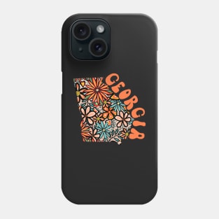 Georgia State Design | Artist Designed Illustration Featuring Georgia State Outline Filled With Retro Flowers with Retro Hand-Lettering Phone Case