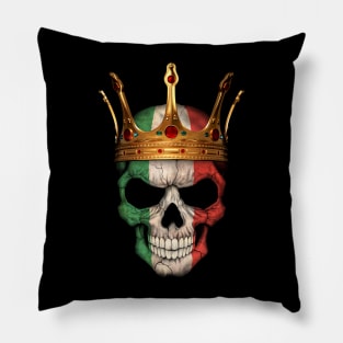 Italian Flag Skull with Crown Pillow