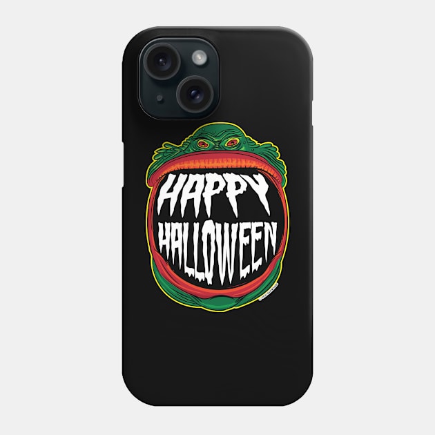 Creature from the Black Lagoon Happy Halloween Grin Phone Case by eShirtLabs