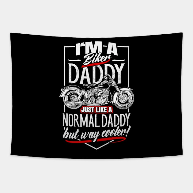 Cool Biker Dad Motorcyclist Tapestry by Foxxy Merch