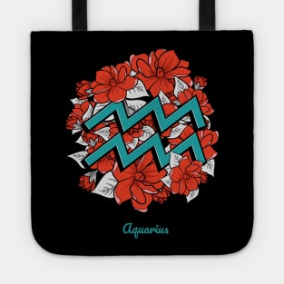 Floral Zodiac Sign Aquarius Gift Women Men Tote