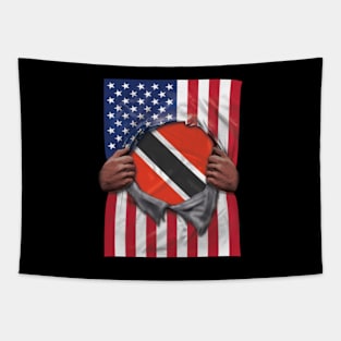 Trinidad And Tobago Flag American Flag Ripped - Gift for Trinidadian And Tobagoan From Trinidad And Tobago Tapestry