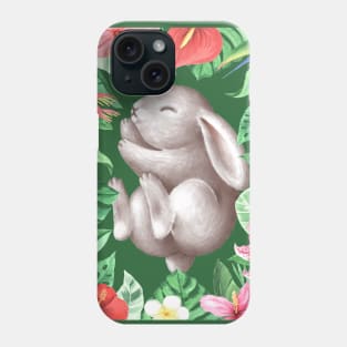 Cute bunny sleeps in the garden Phone Case