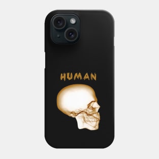 Human Skull - Orange Phone Case