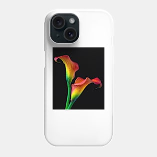 Two Red And Yellow Calla Lillies With Dew Phone Case