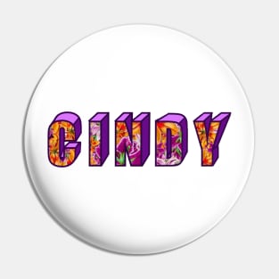 Top 10 best personalised gifts 2022  - Cindy personalised personalized  custom name  floral with purple on black background . Cindy Pin