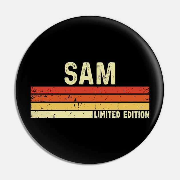 Sam First Name Vintage Retro Gift For Sam Pin by CoolDesignsDz