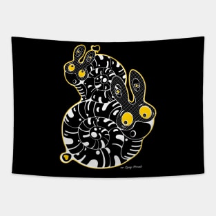 8 Snails / white_black edition Tapestry