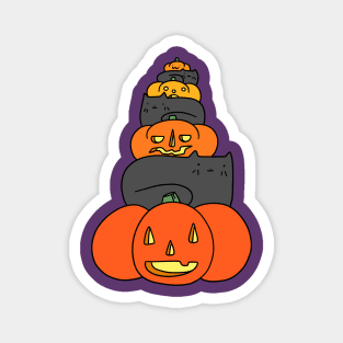 Black Cat and Pumpkin Stack Magnet