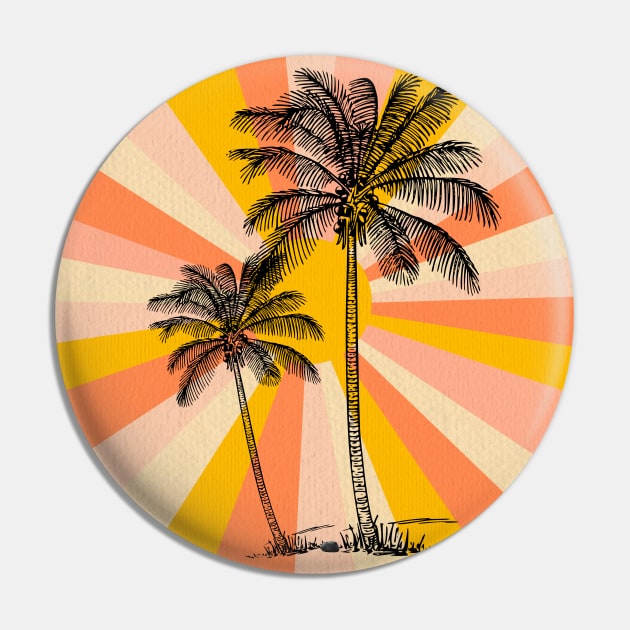 Vintage palm trees with sun Pin by Nano-none