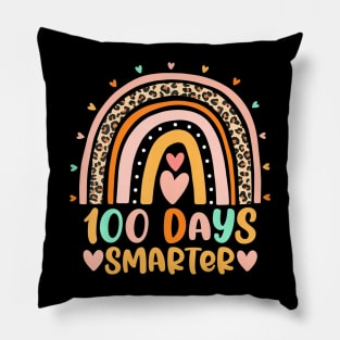 100 Days Smarter Rainbow Happy 100Th Day Of School Teacher Pillow