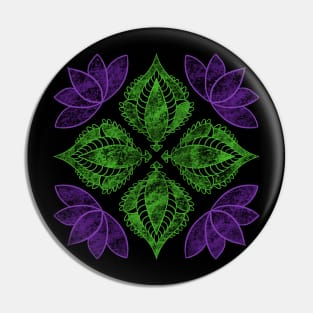 Mandala Design Leaves and Lotus Flowers Pin