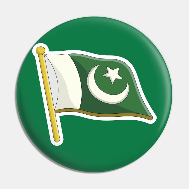 Pakistan flag Sticker design vector. Pakistan independence day 14th of august. Flag of the Republic of Pakistan in the wind on flagpole sticker design logo. Pin by AlviStudio