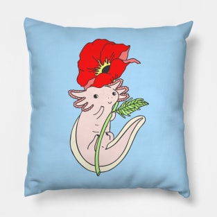 Axolotl with Poppy Pillow