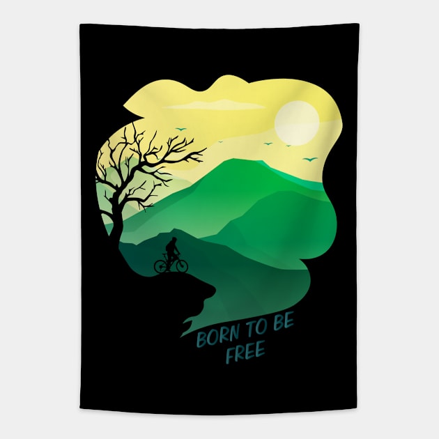 Born to be Free Mountain Bike Tapestry by Imago