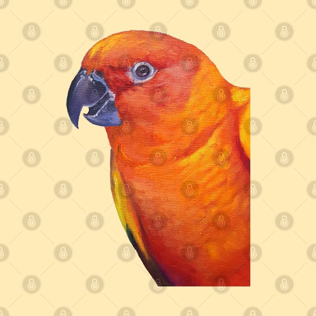 Sun Conure - bird portrait painting by EmilyBickell