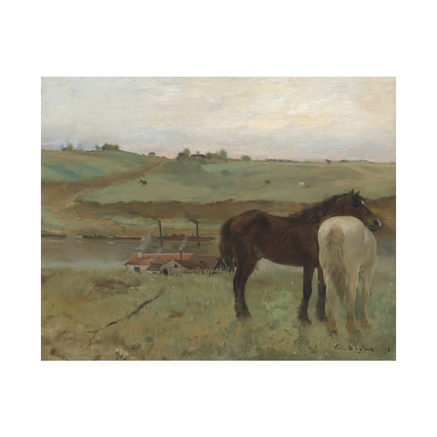 Horses in a Meadow by Edgar Degas by Classic Art Stall