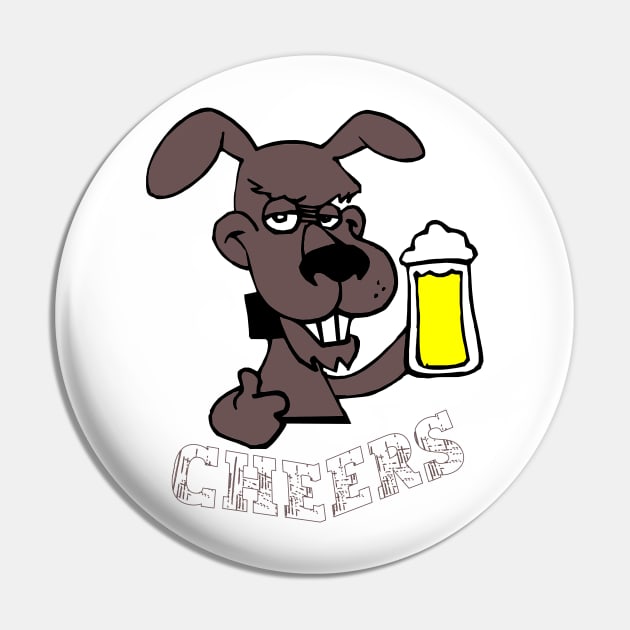 Friendly Dog Drinking Beer Pin by OssiesArt