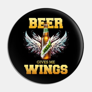 Beer give me wings Version 1 wing Dark Background Pin