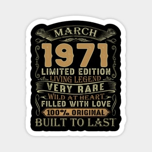 Vintage 50 Years Old March 1971 50th Birthday Gift Magnet