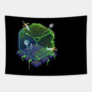 Dungeon Gelatinous Slime Cube 8 Bit Retro Pixel Art Tapestry