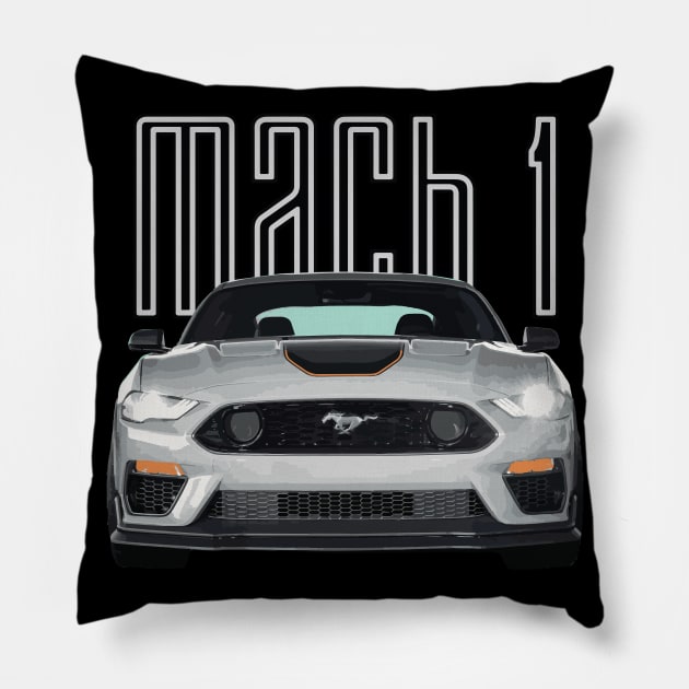 MACH 1 Mustang GT 5.0L V8 Performance Car Fighter Jet Gray STANCE Pillow by cowtown_cowboy