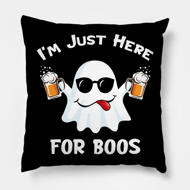 'I'm Just Here For Boos' Funny Beer Drinking Boos Pillow by ourwackyhome