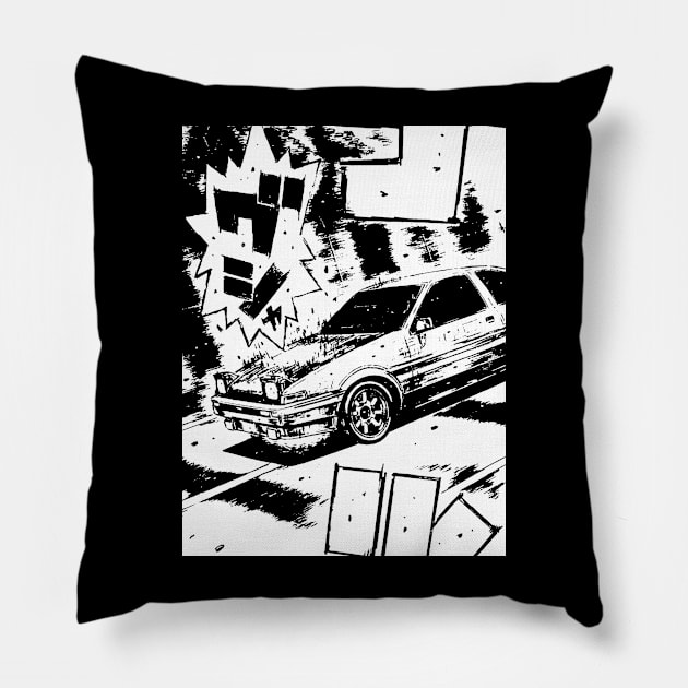 Initial D AE86 Japanese Drift Racer Drifting Car Anime Manga JDM Pillow by Neon Bang Bang