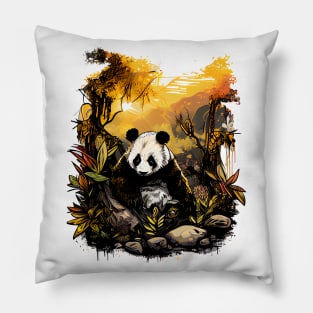 Panda bear in the jungle Pillow