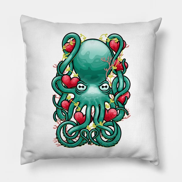 Octupus and Hearts Pillow by erdavid