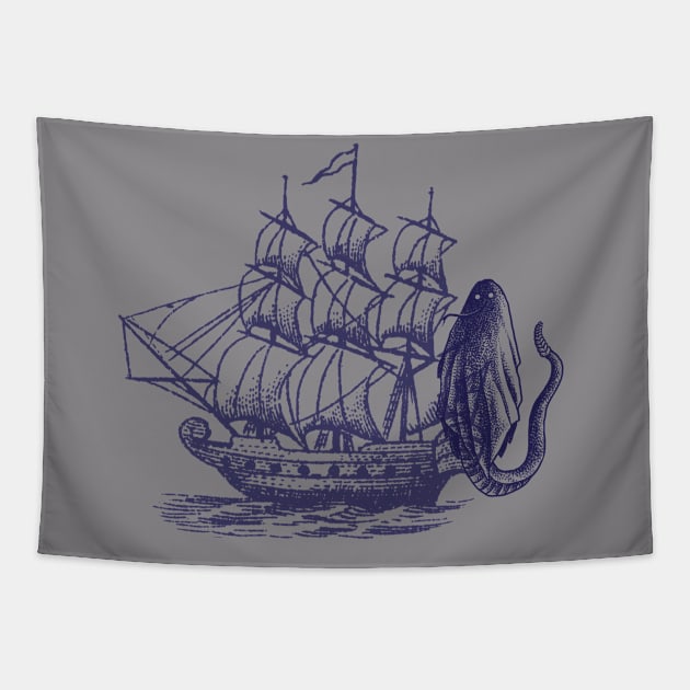 Pirates with snake ghost - dark blue Tapestry by Art_One