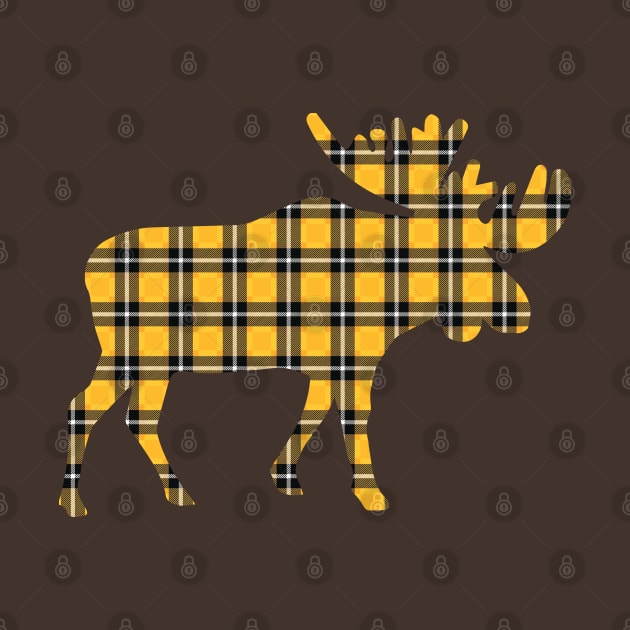Yellow Plaid Moose by Designs by Dro