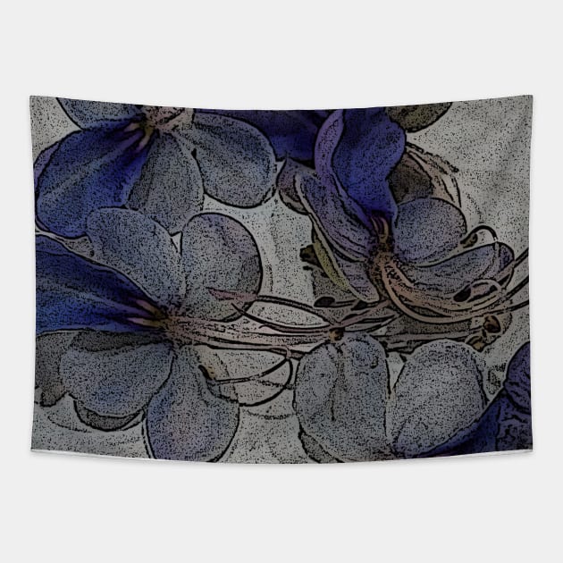 Gray and Blue Botanical Pillows Blue Butterfly Flower Glory Bower Wings Tapestry by IEatFanBoys