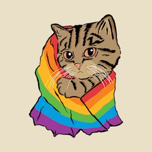 Cat with a Rainbow Pride Flag T-Shirt