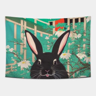 Retro Sunset Vintage Rabbit Loves Plants Wild Bunny Mom Tapestry