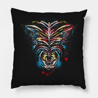 stencil wolf Pillow