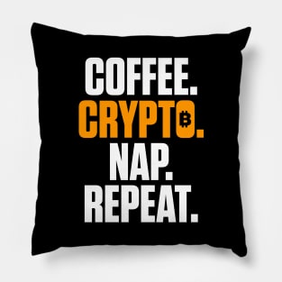 Coffee Crypto Nap Repeat Funny Cryptocurrency Pillow