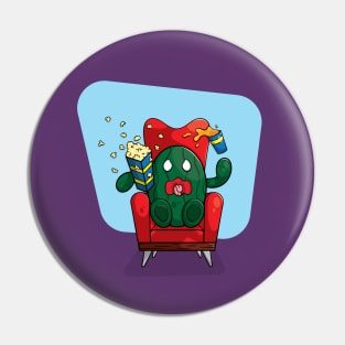 Scared watermelon watching a movie Pin