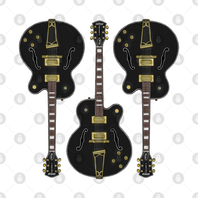 Triple Black Armstrong Guitar by saintchristopher