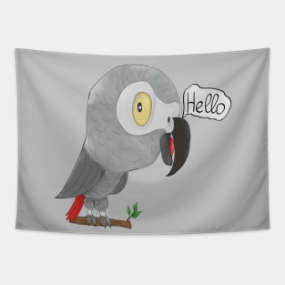 Funny african grey parrot Tapestry