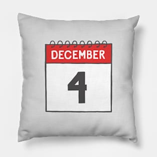 December 4th Daily Calendar Page Illustration Pillow