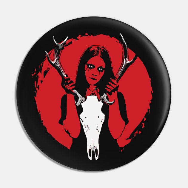 Goth girl with a deer skull dark aesthetic Pin by Rising_Air