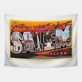 Greetings from Salem, Oregon - Vintage Large Letter Postcard Tapestry