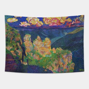 The 3 Sisters, Blue mountains (white text) Tapestry